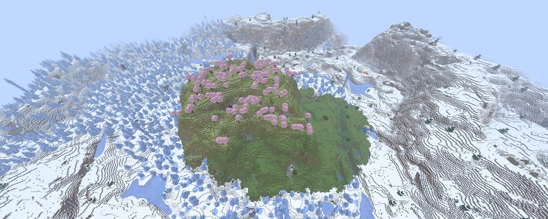Сакура в кольце ледяных шипов — сид Minecraft